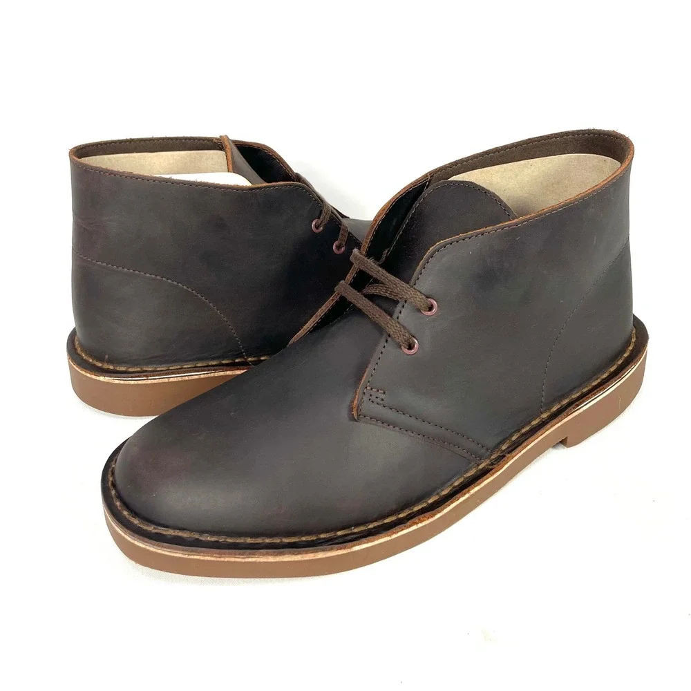 Clarks Bushacre 2 Chukka Boots Mens 8W Dark Brown Beeswax Leather NWOB